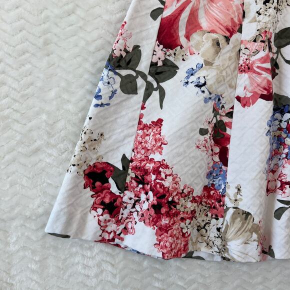 WHBM Floral Pink Cream Feminine Modest A Line Circle Skirt Womens Size 6 - Picture 7 of 14